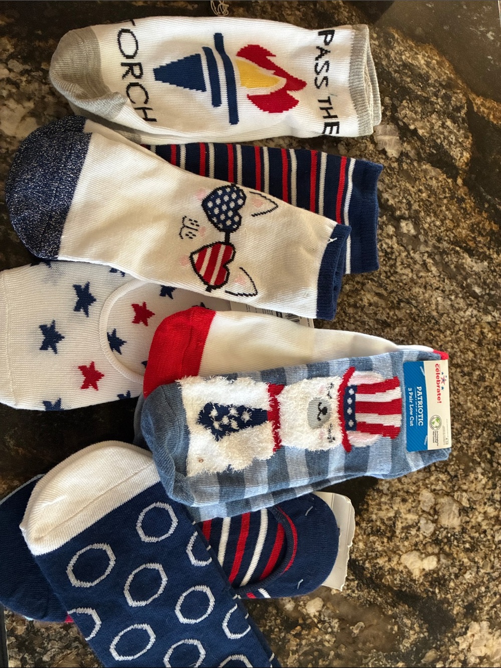 No Boundaries Patriotic Low-Cut Socks - Navy, White, Red, Light Blue